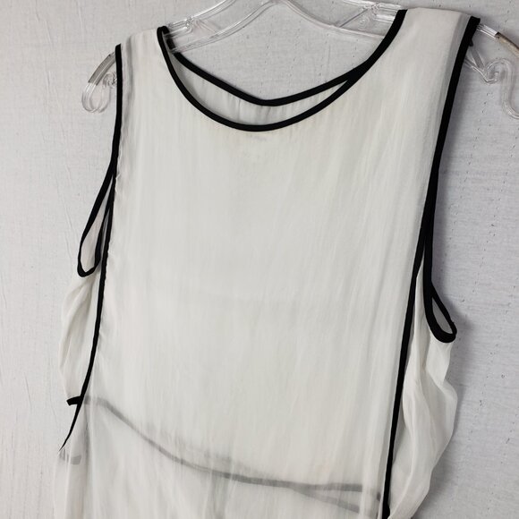 Helmut Lang Double Layered Chiffon Tank White Black Longline Minimalist size S - Picture 14 of 15